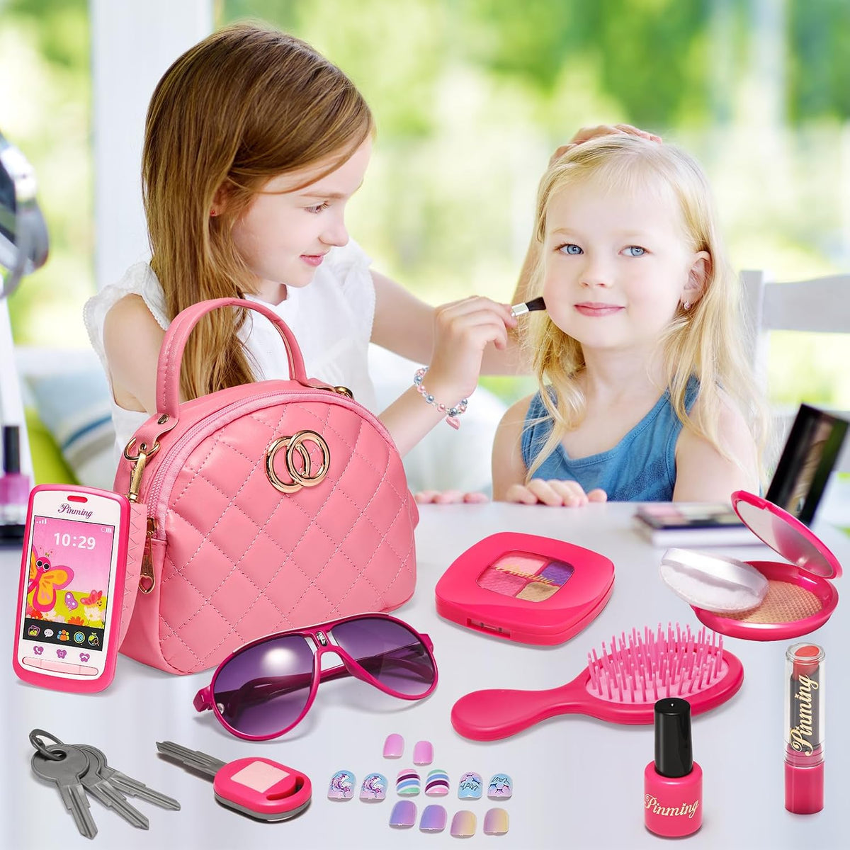 Bolso de niñas pequeñas, juego de maquillaje de simulación para niñ...