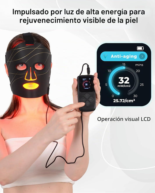 Máscara facial de terapia de luz roja infrarroja VYM con controlado...