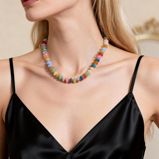 Zhuozatrfa Collar de cuentas coloridas para mujer, gargantilla de c...