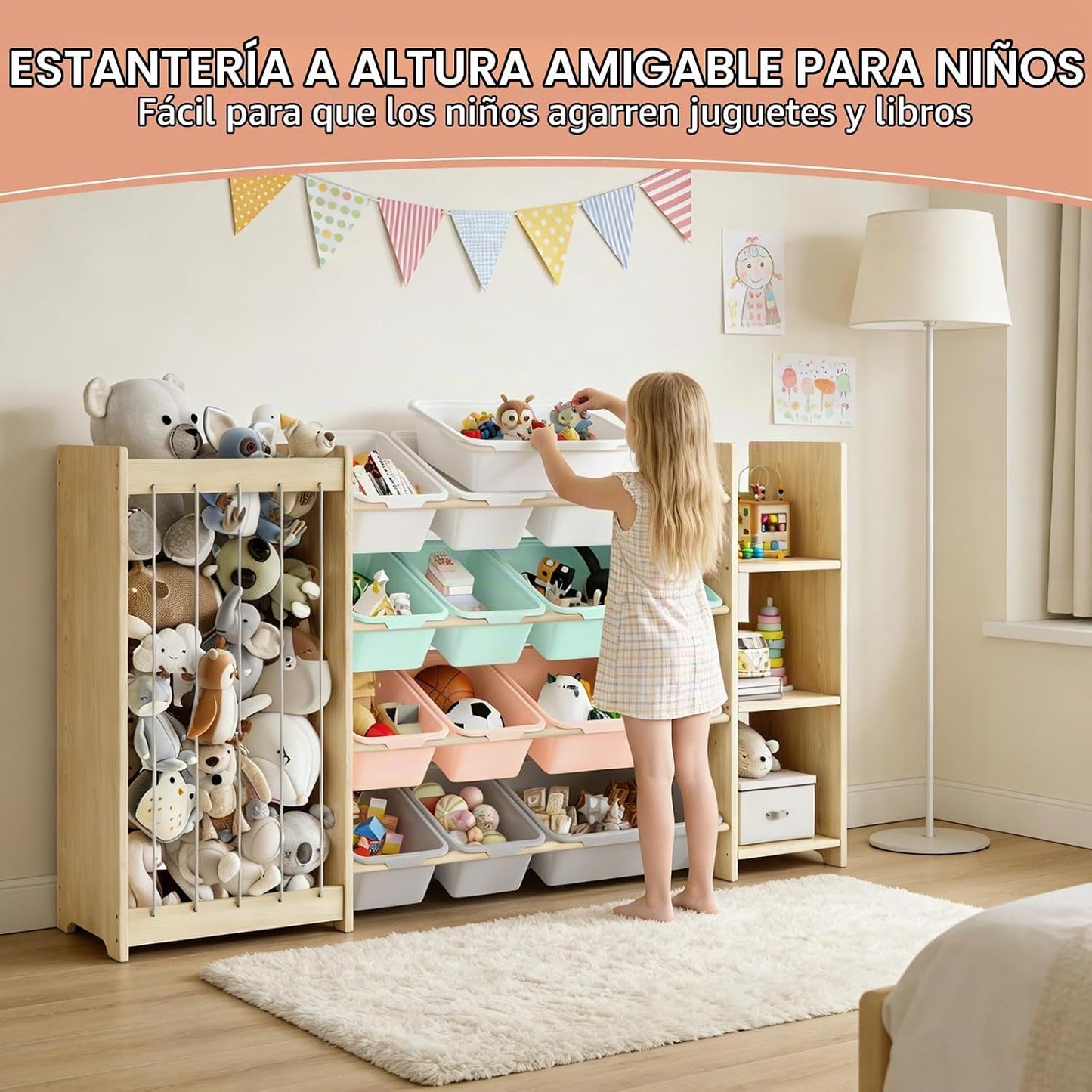 EXPERLAM Organizador de almacenamiento de juguetes 3 en 1, soporte...