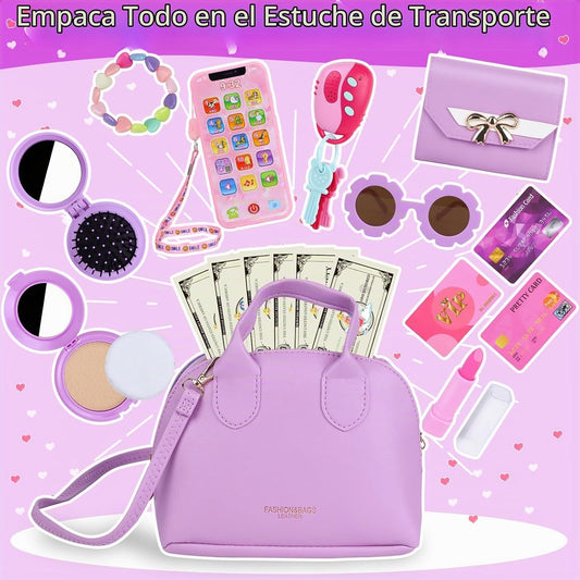 Learn2M Bolso de juego púrpura para niñas de 3 a 6 años, mi primer...