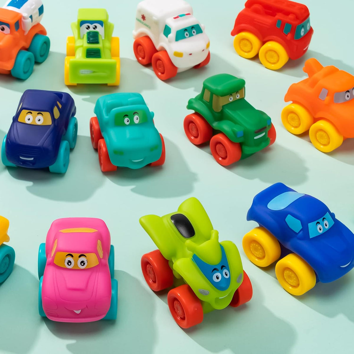 JOYIN Coches de dibujos animados, juego de autos de juguete de goma...