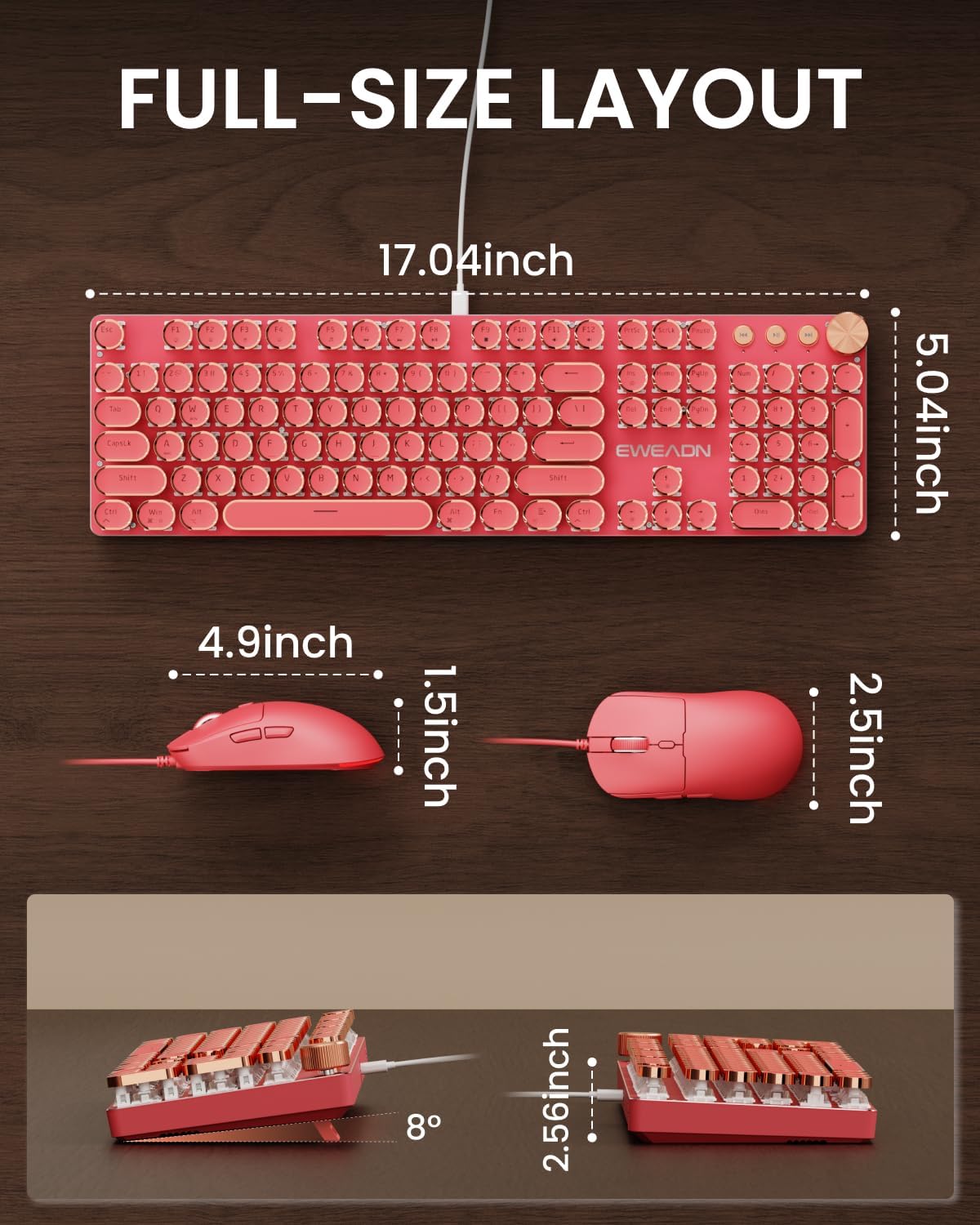 Combo de teclado y mouse con cable para máquina de escribir, interr...