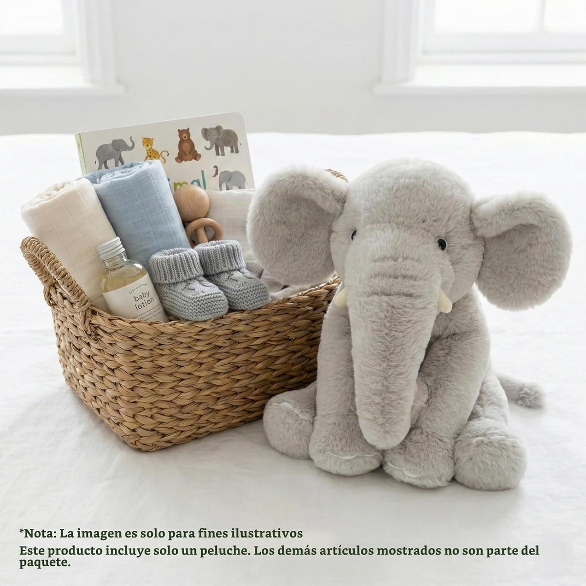 WEIGEDU Elefante de peluche gris de 13" - Juguete de felpa para...