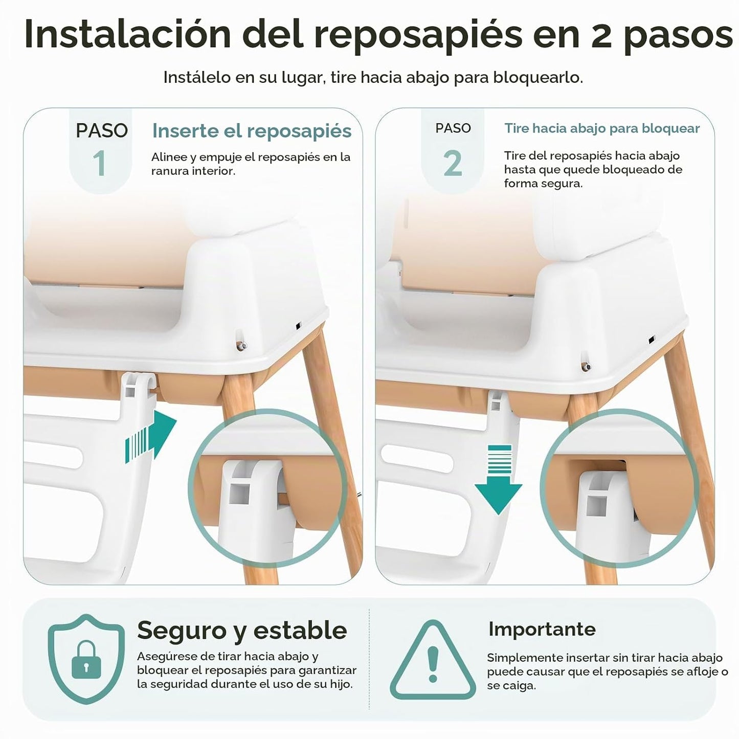Silla alta portátil 3 en 1 para bebés y niños pequeños, trona plega...