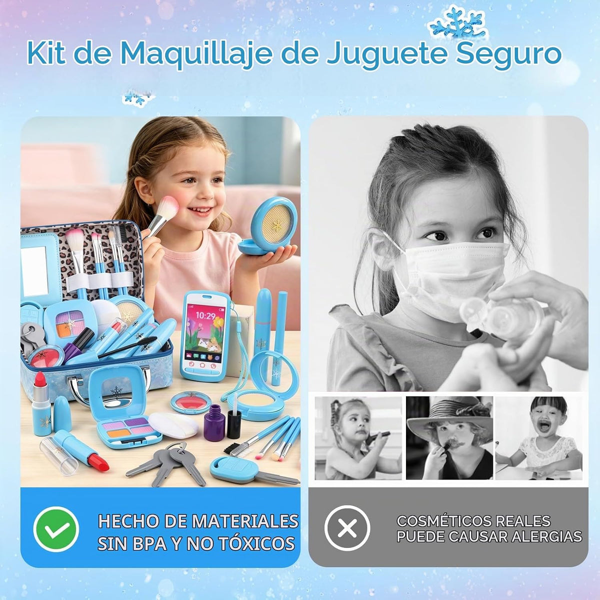 Juguetes falsos para niñas de maquillaje, kit de maquillaje de prin...