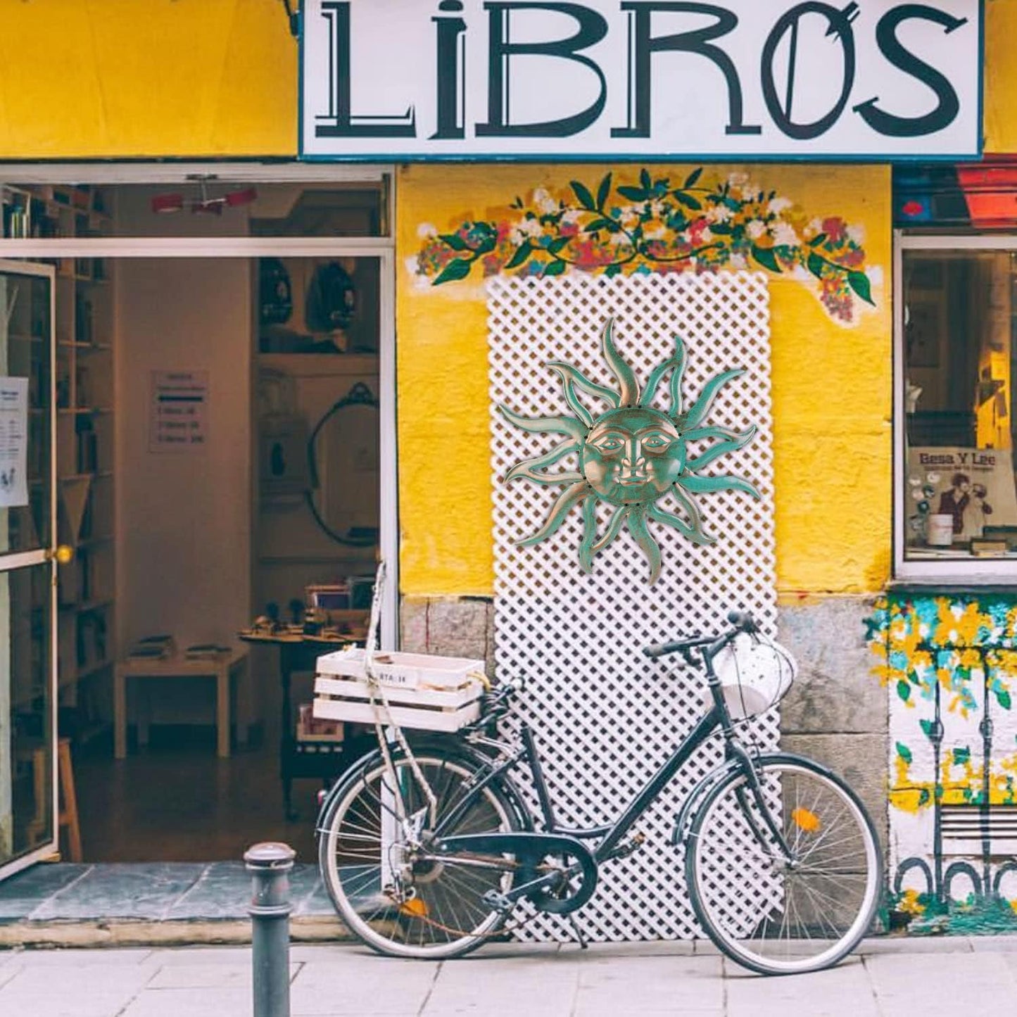 Arte de pared de metal del sol para decoración al aire libre - Escu...