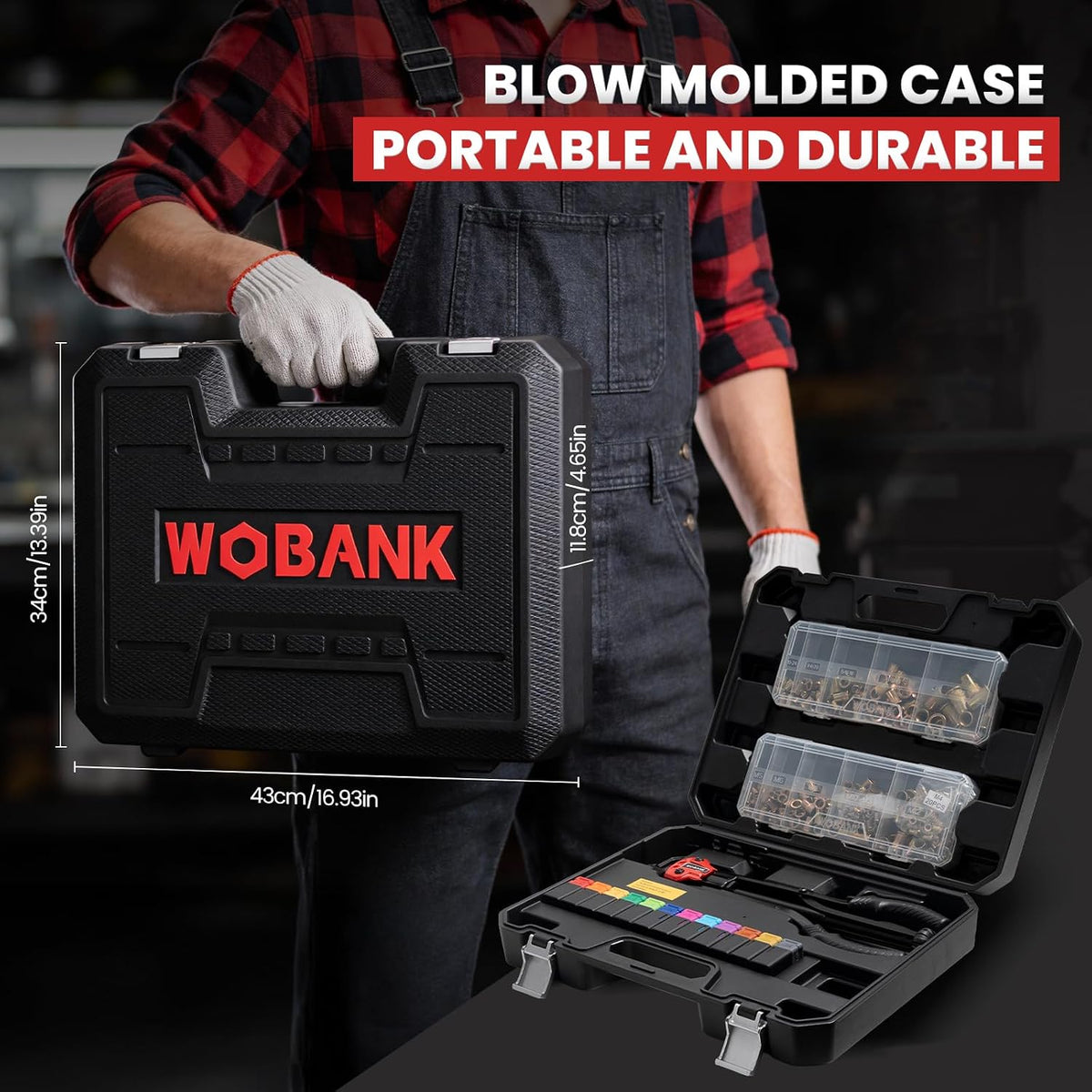 WOBANK Herramienta de tuerca de remache, kit de herramientas de tue...