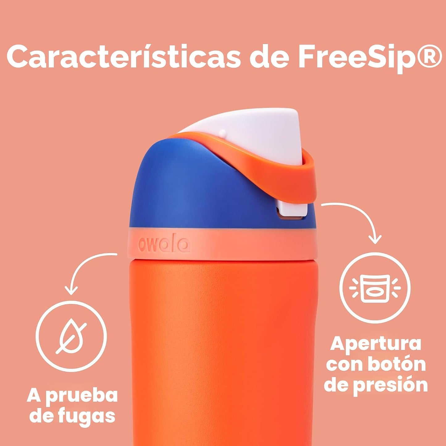 Owala Kids FreeSip - Botellas de agua aisladas de acero inoxidable...