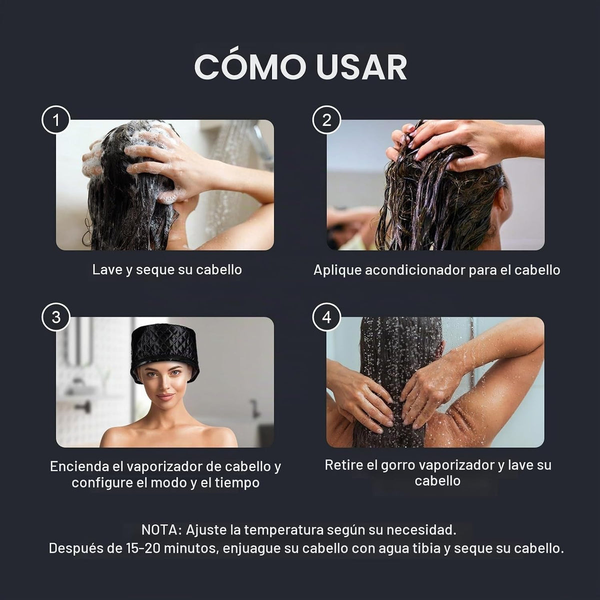 Tapa eléctrica del vapor del cabello, gorra de calefacción del somb...