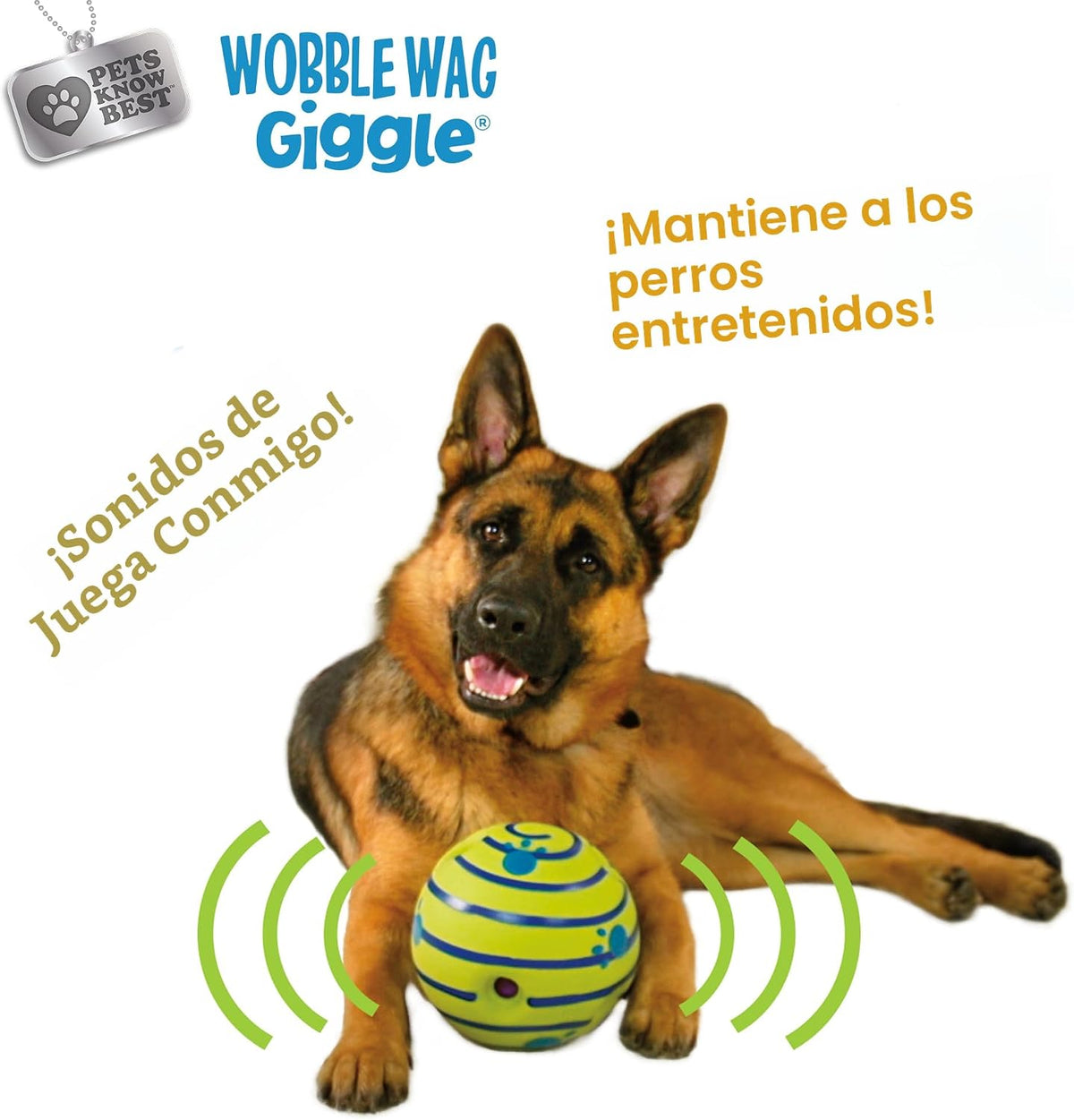 Perro de juguete, Wobble WAG Giggle Balón, M, Verde