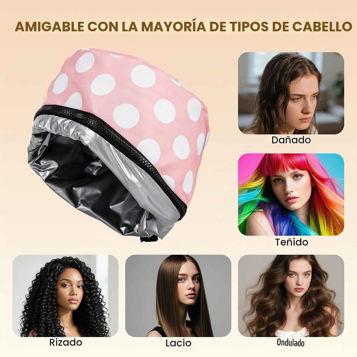 Gorra eléctrica de vapor para el cabello, gorro de cuidado capilar...