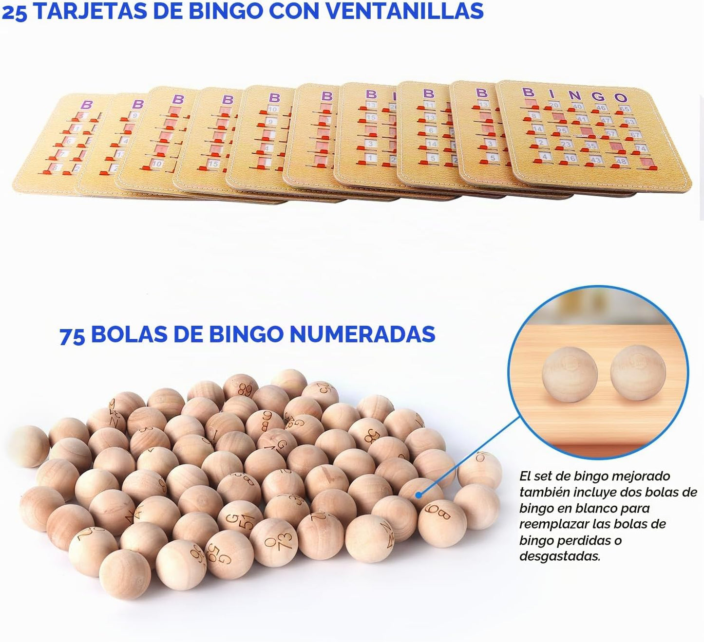 GSE Deluxe Juego de Bingo Juego de Bingo, jaula grande de latón, 25...