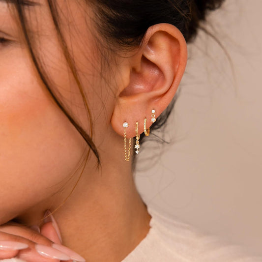 SELSHE Aretes chapados en oro para mujer, chapados en oro de 14 qui...
