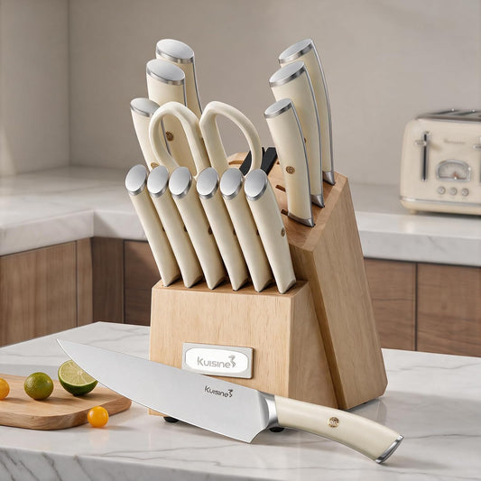 Juego de cuchillos de chef Kuisine, juego de cuchillos de bloque de...