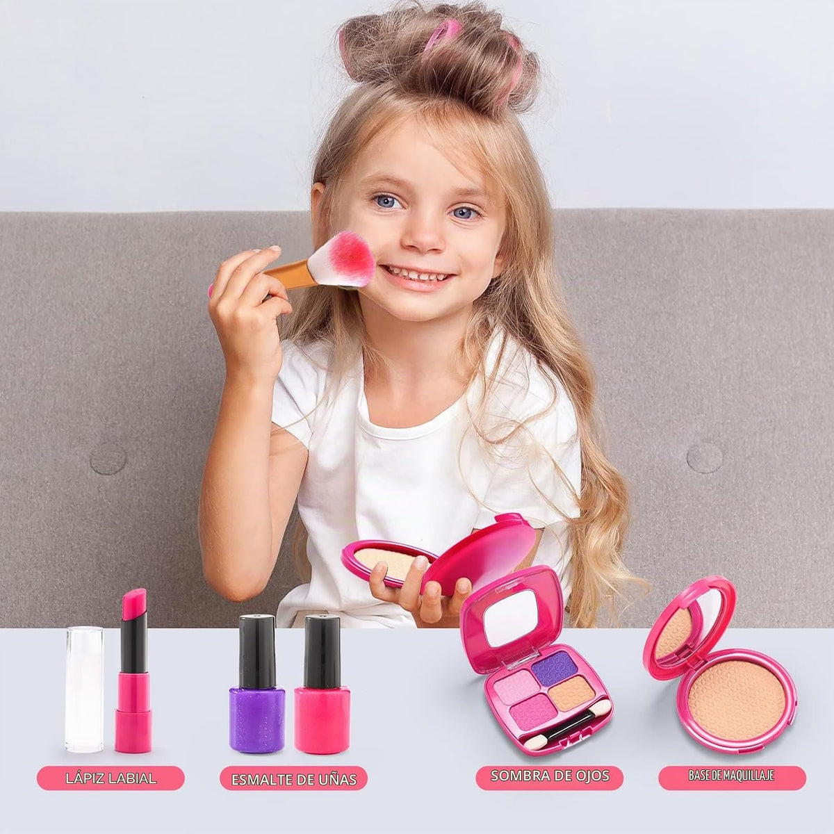 Bolsa para niñas pequeñas, kits de maquillaje para niñas de 4 a 5 a...