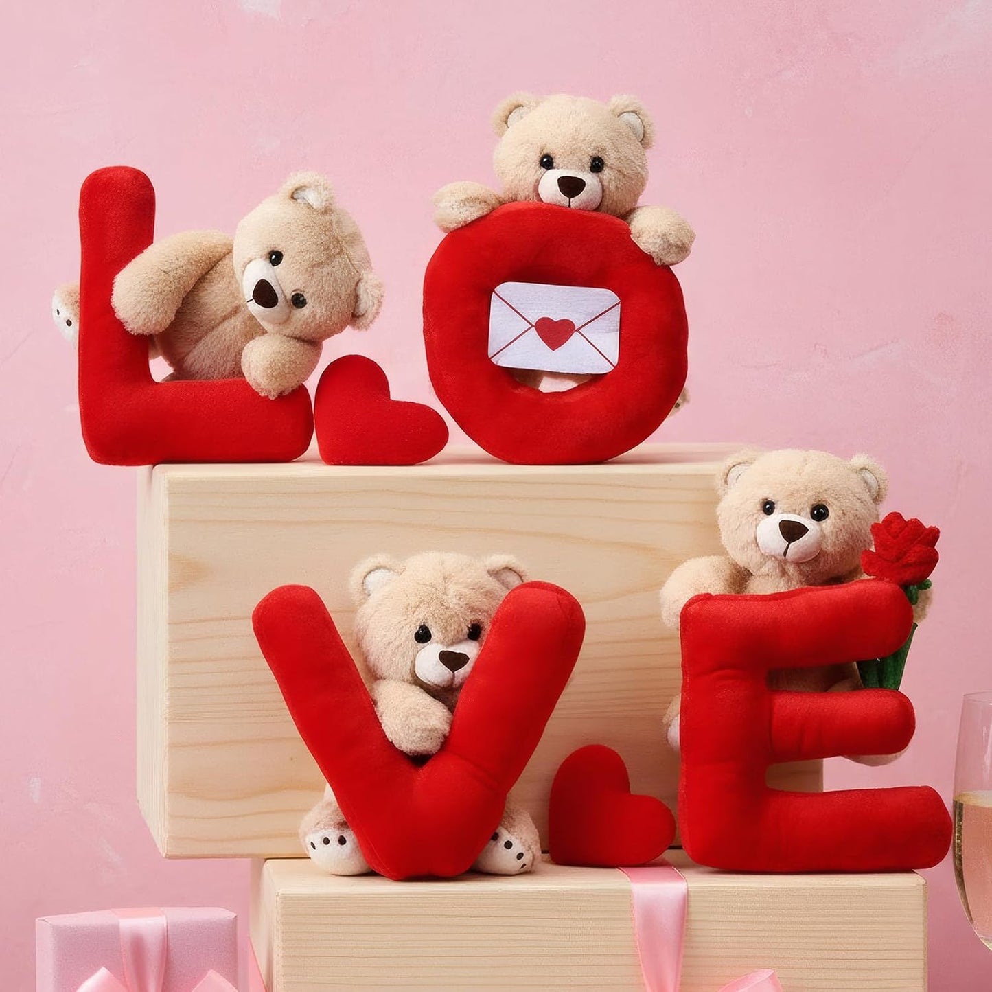 Jenaai 4 piezas de regalo de oso de peluche de San Valentín de 10 p...