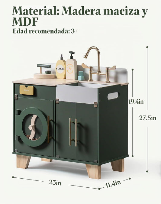 ROBOTIME Juego de Cocina de Madera - Lavadora de Juguete, Lavadora...