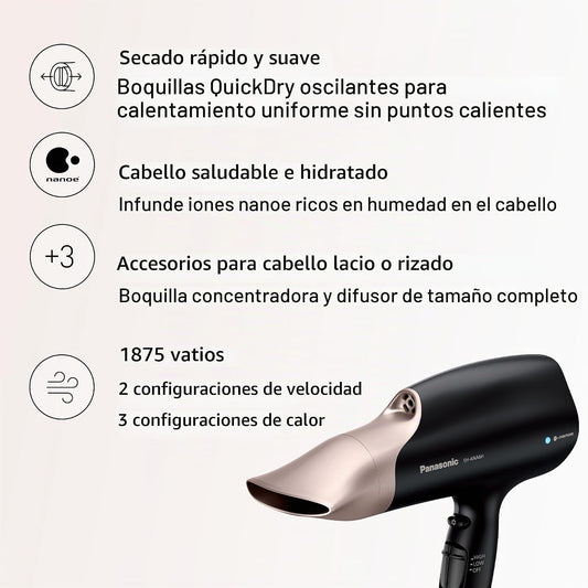 Panasonic Nanoe Secador de Pelo de Salón, Boquilla Oscilante de Sec...