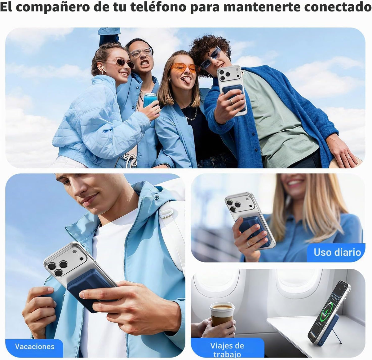 Azmuth para cargador portátil MagSafe, banco de energía magnético d...