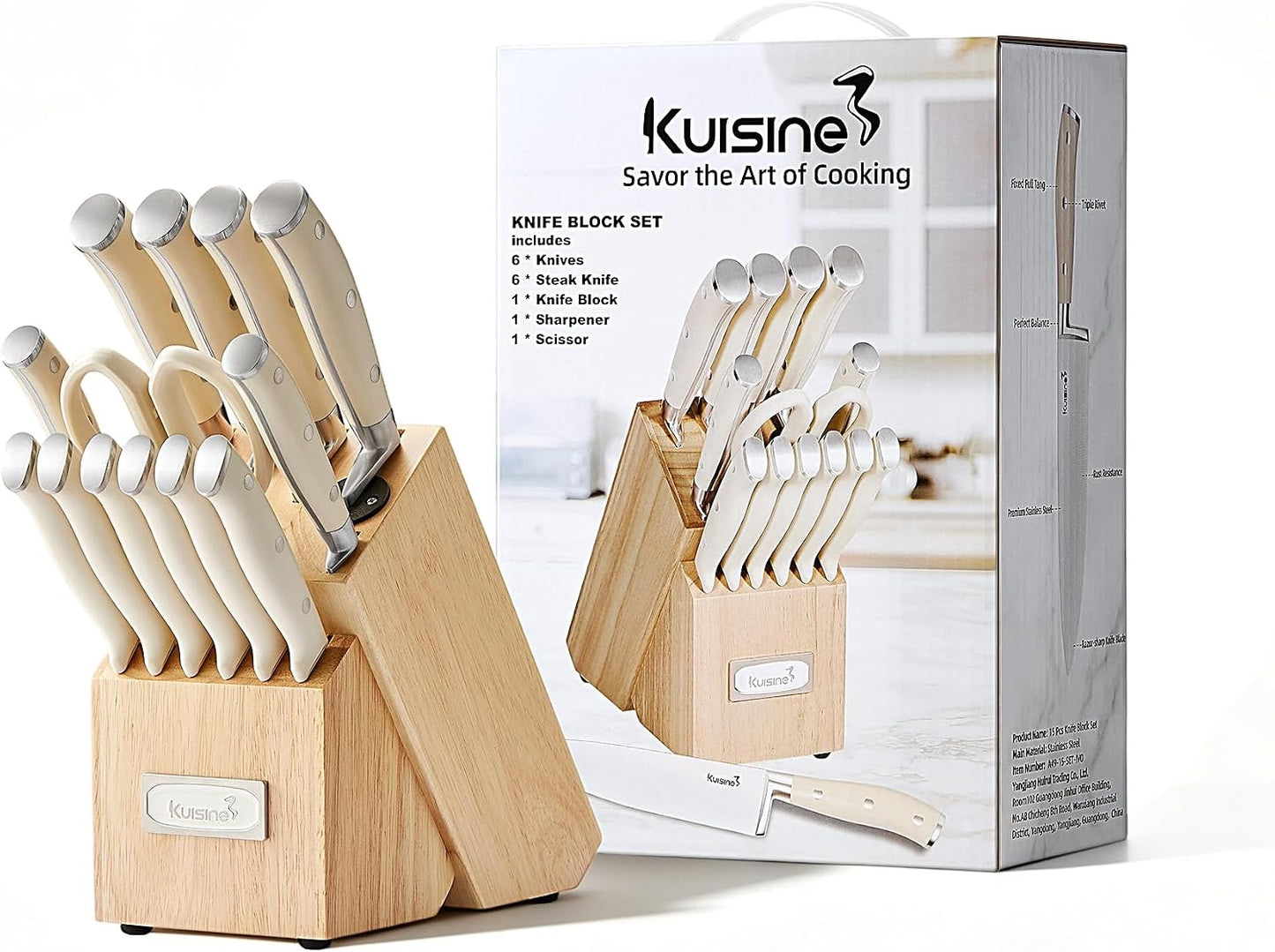 Juego de cuchillos de chef Kuisine, juego de cuchillos de acero ino...