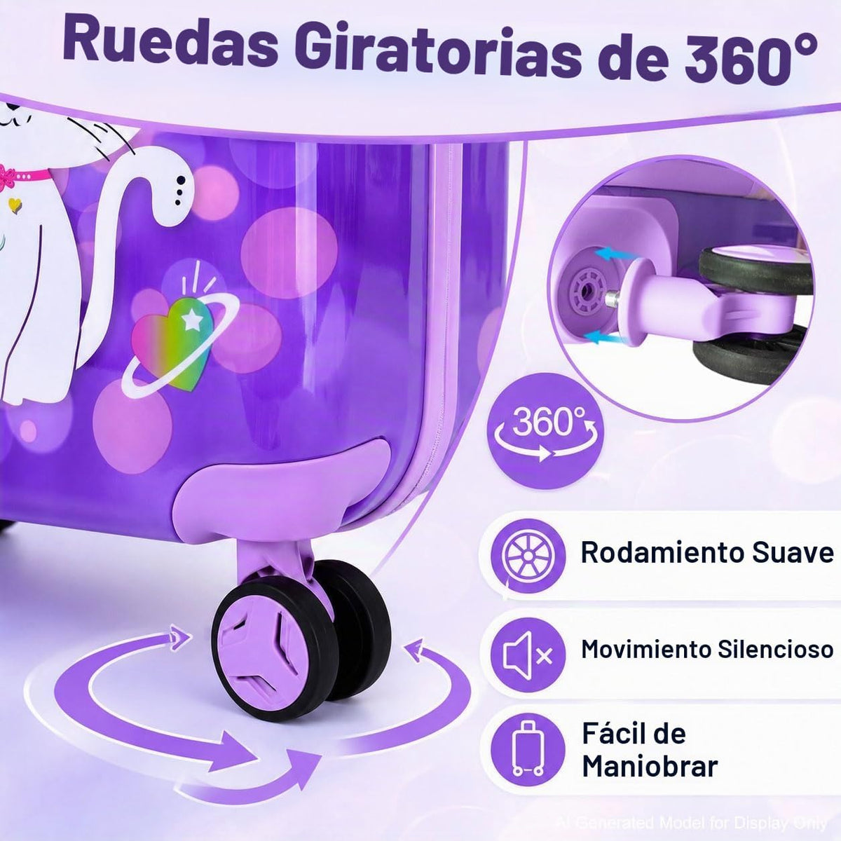 Juego de equipaje de mano ligero para niños, 2 piezas con ruedas, m...