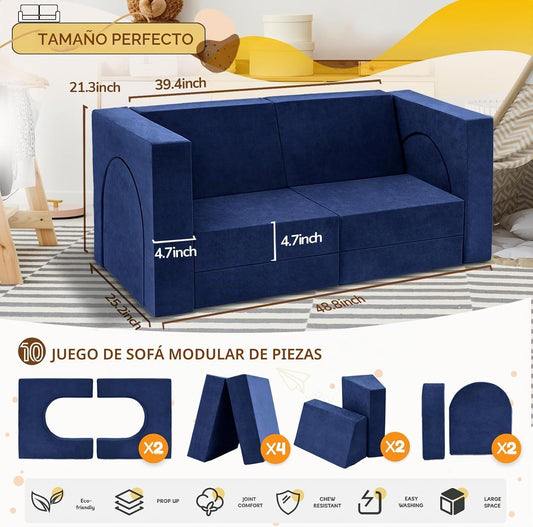 Fvkind Sofá de juego modular para niños de 10 piezas Sofá de juego...