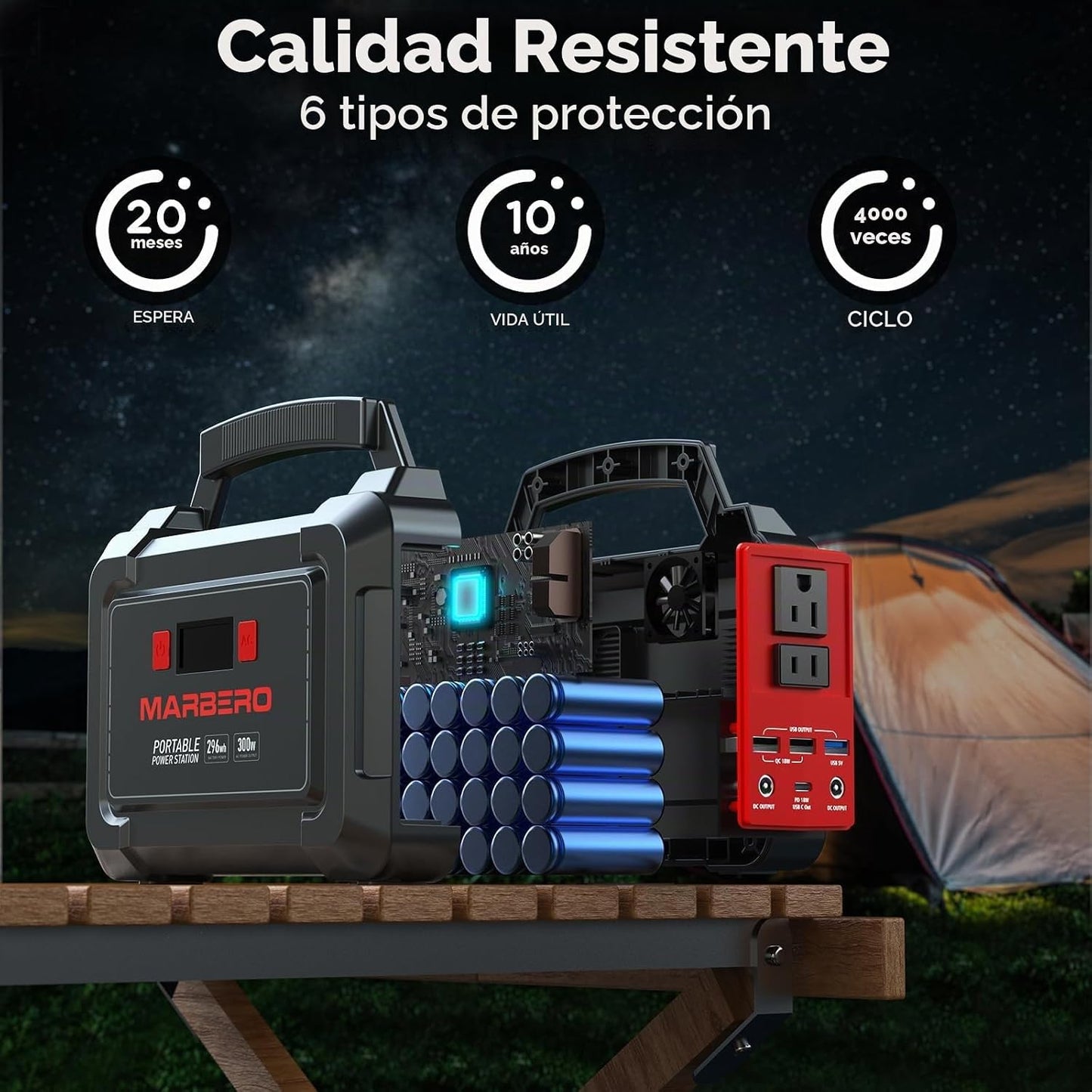 Estación de energía portátil MARBERO de 350W de pico, generador sol...