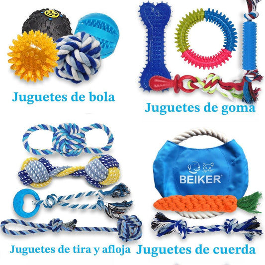 Beiker Juguetes masticables para dentición para perros, paquete de...