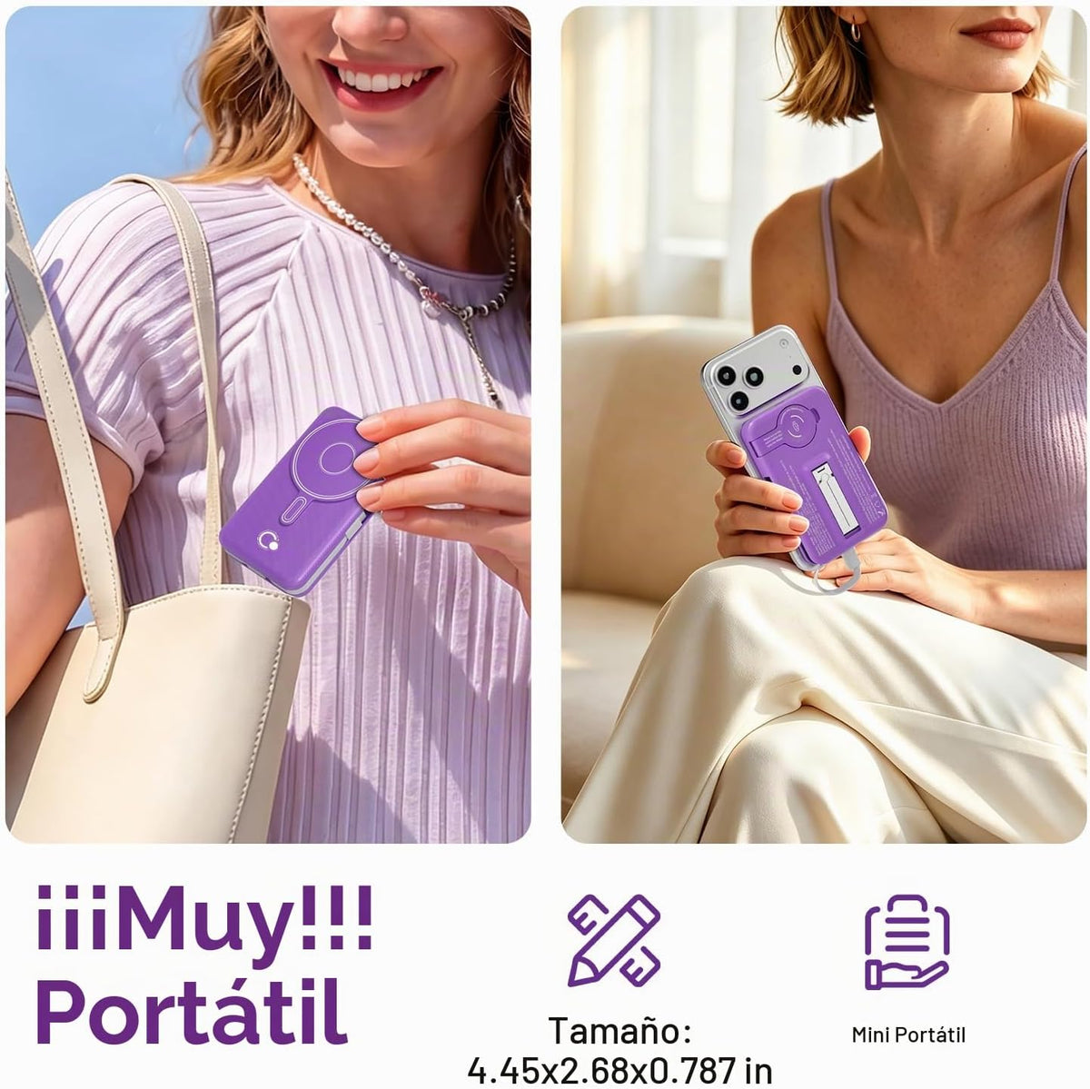 Q Cargador portátil inalámbrico magnético de 10,000 mAh, batería ex...