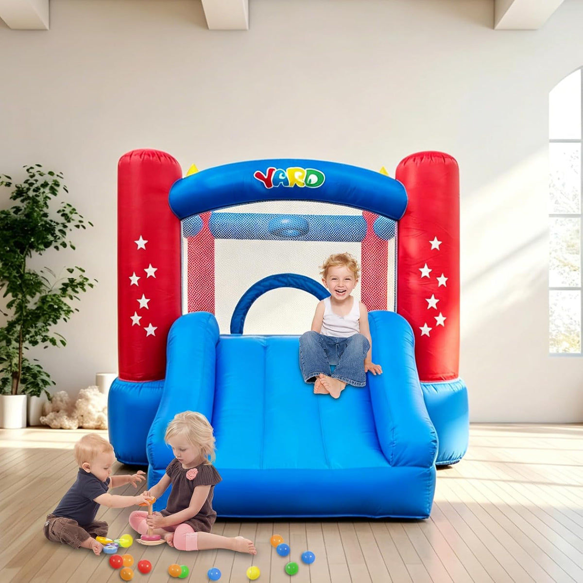 YARD Castillo inflable con tobogán para niños, actividades para el...