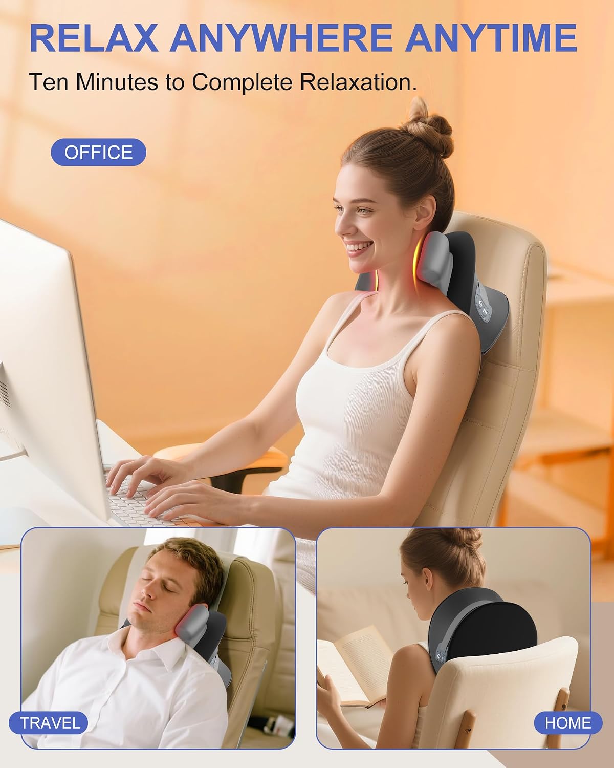 snawowo Almohada masajeadora de cuello mejorada con 3 modos y 3 | S...