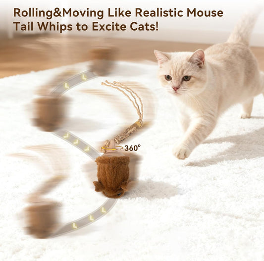 Migipaws MigiMouse - Juguete interactivo para gatos con giro de 360...