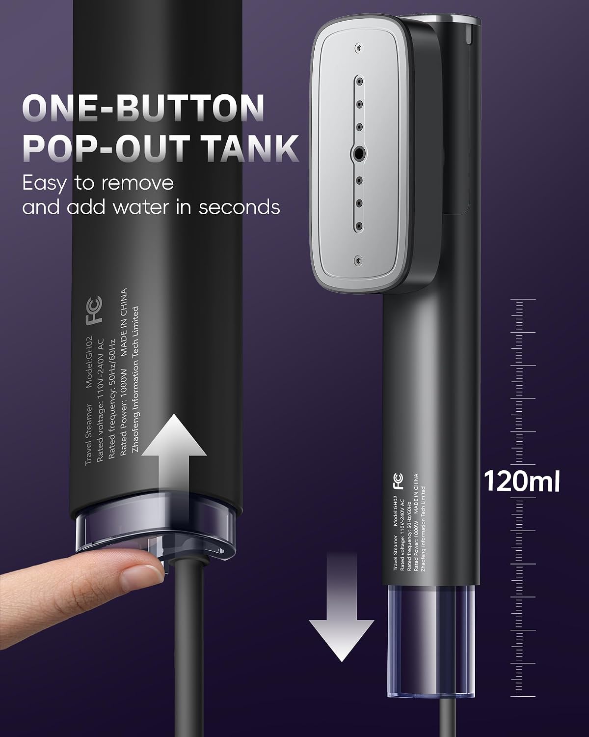 OGHom Vaporizador para ropa, vaporizador de viaje de 110-240 V y pl...