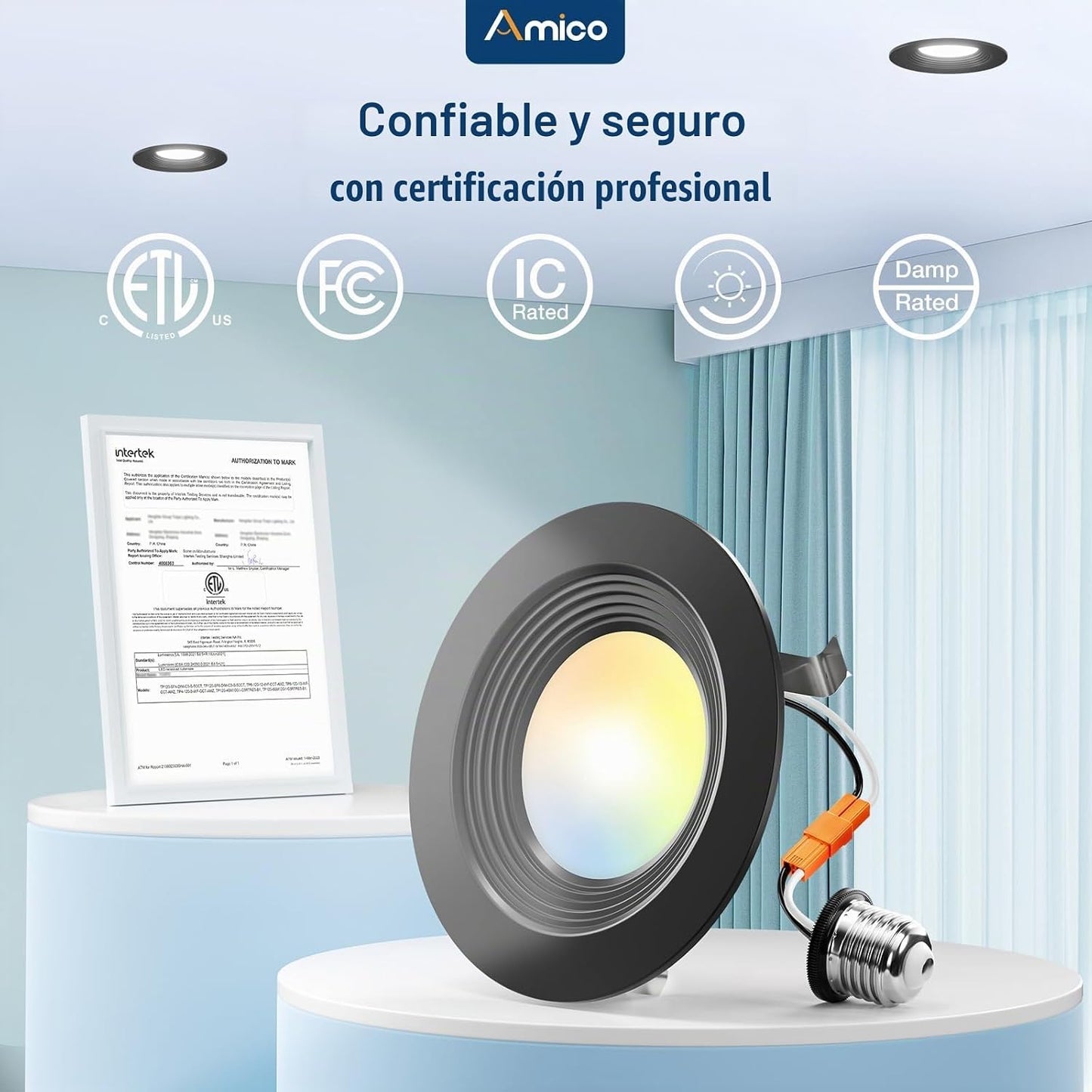 Amico Paquete de 24 luces LED empotrables 5CCT de 4 pulgadas, regul...