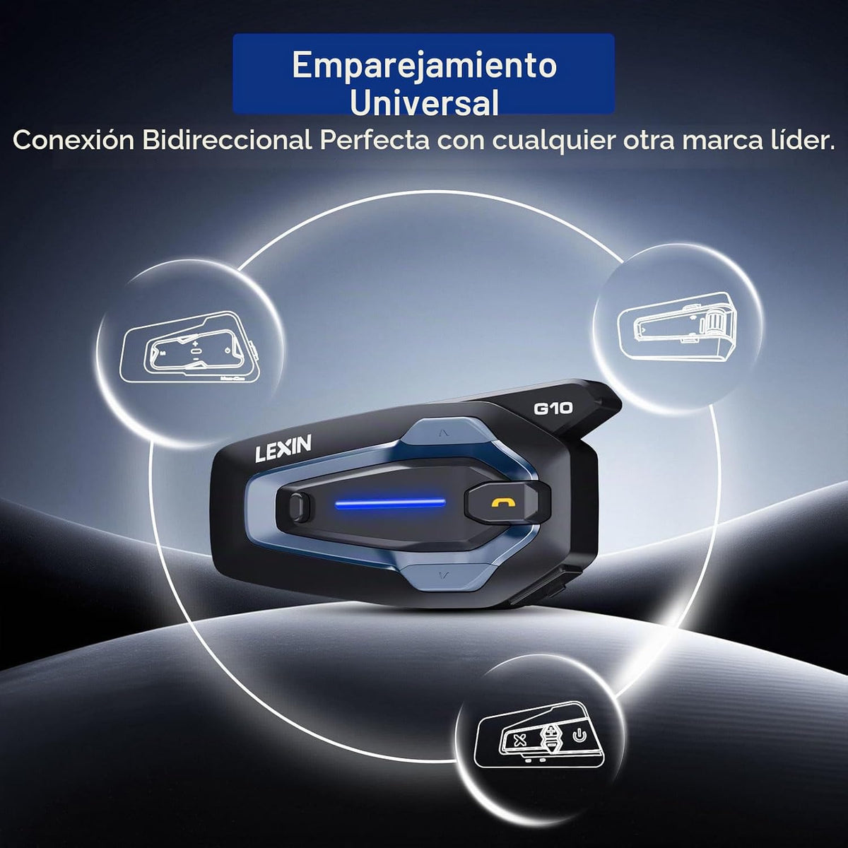 LEXIN Auriculares Bluetooth G10 para casco de motocicleta, sistema...