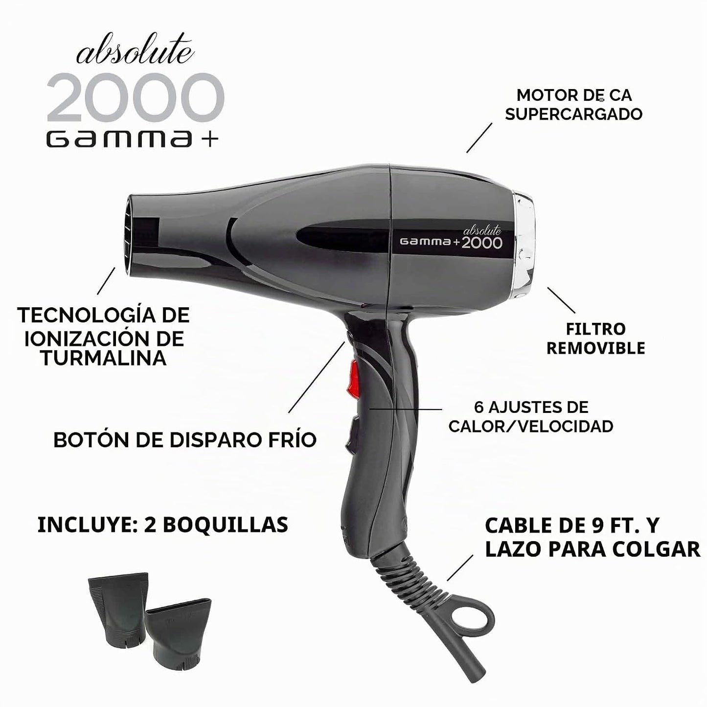 Gamma+ Absolute Power and Absolute 2000 - Secador de pelo profesion...