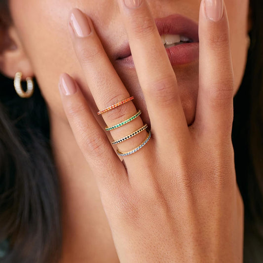 PAVOI Anillo Apilable de Plata Esterlina Chapada en Oro de 14K con...