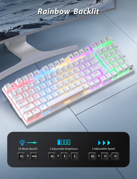 Combo de teclado mecánico inalámbrico y mouse, teclado para juegos...