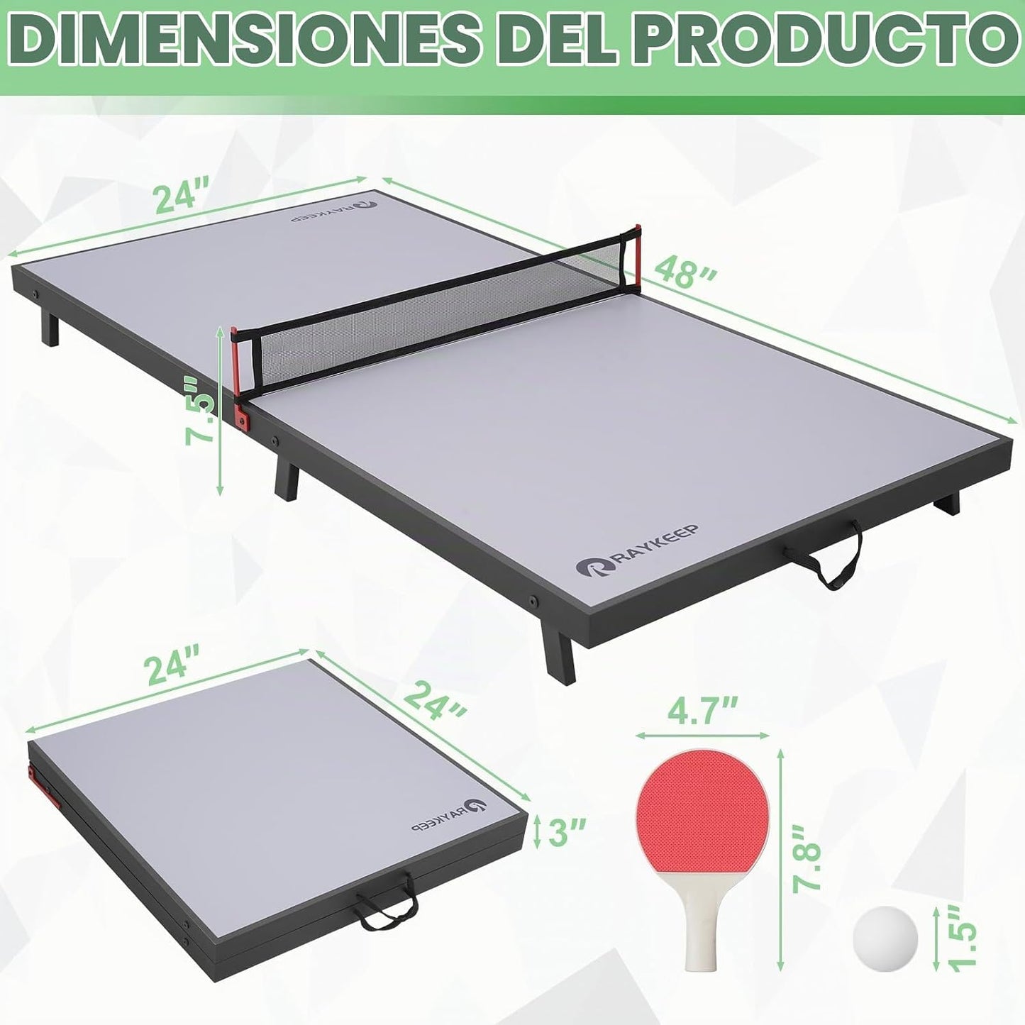 RAYKEEP Mini mesa de tenis de mesa plegable, mesa de ping pong port...