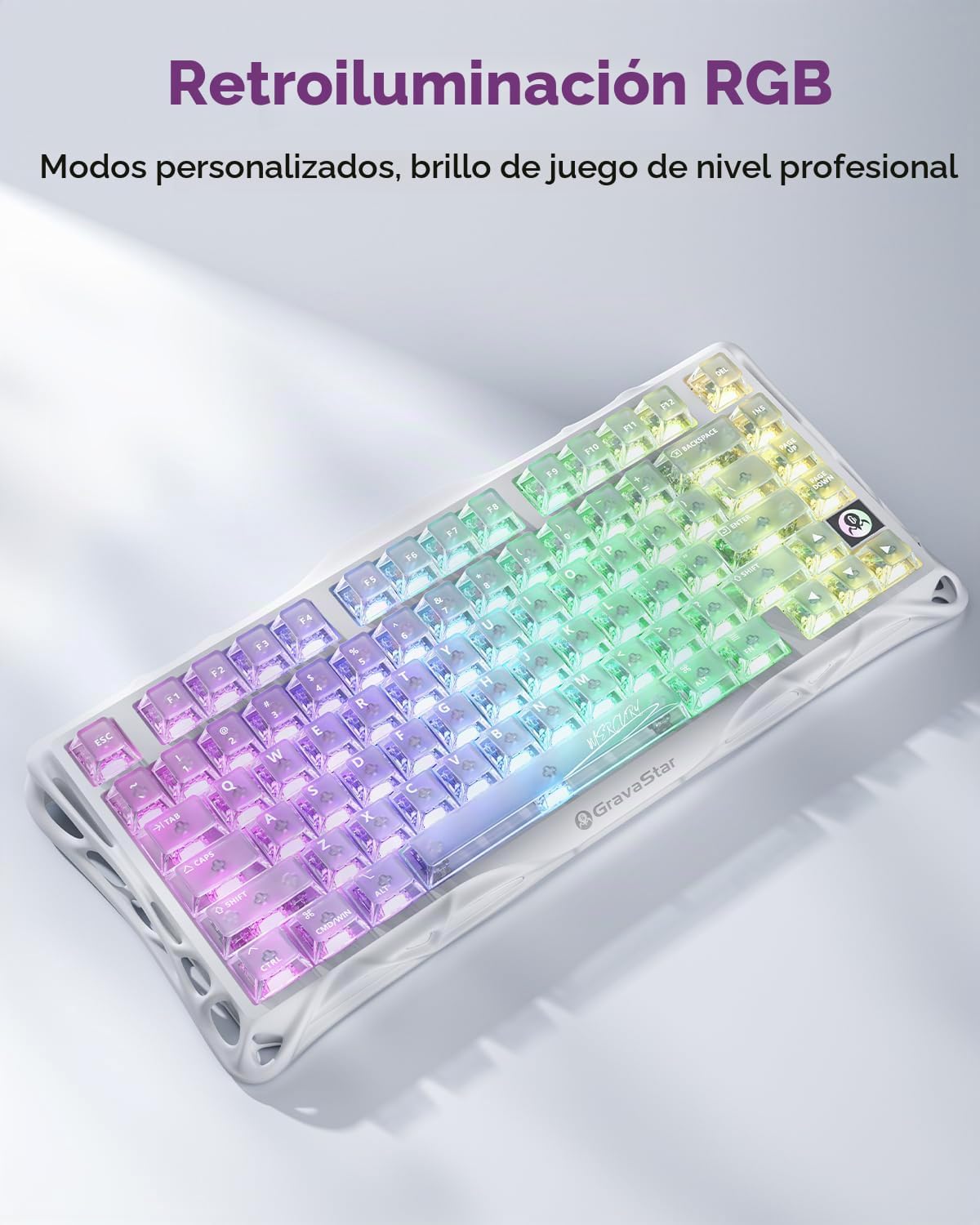 GravaStar Mercury K1 Lite 75% Teclado para Juegos, Teclado Inalámbr...