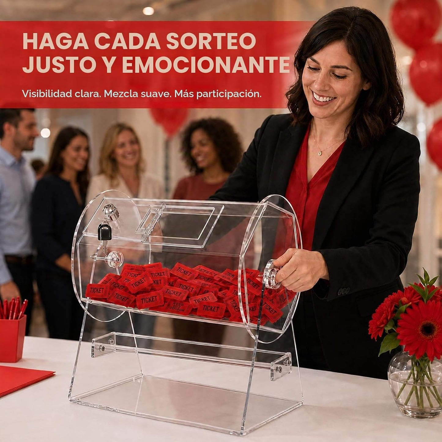 El tambor de la rifa sostiene 2000 boletos, caja giratoria de la ri...