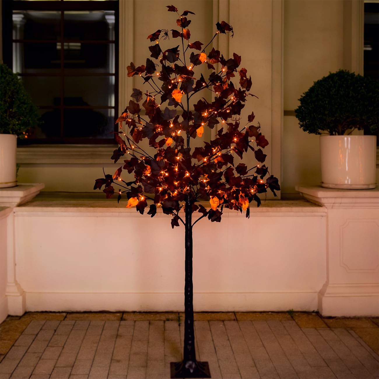 TYBEEU Árbol de Halloween de arce negro de 6 pies con luces LED de...
