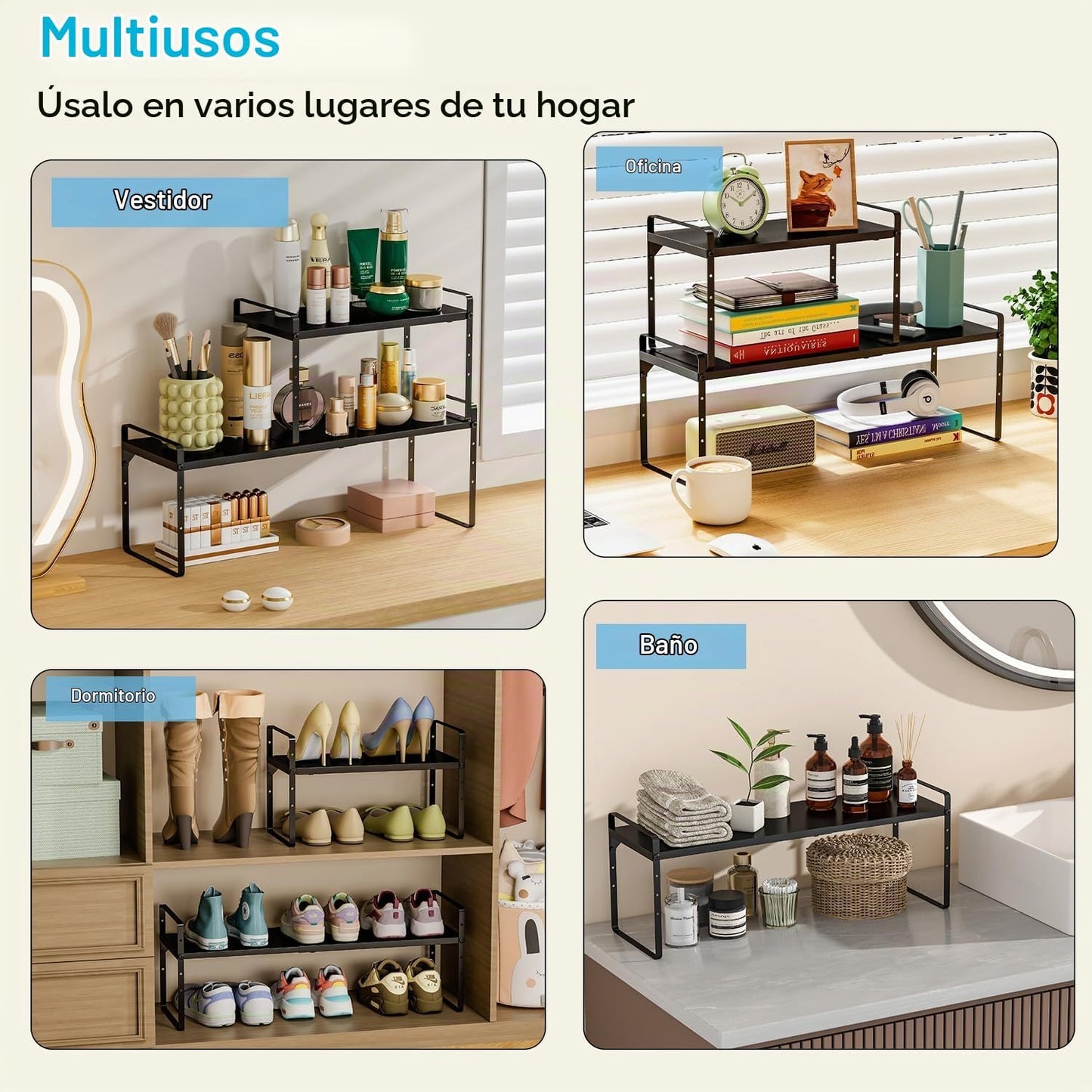 Organizadores de estantes de gabinete de cocina de 15.5 a 25.5 pulg...