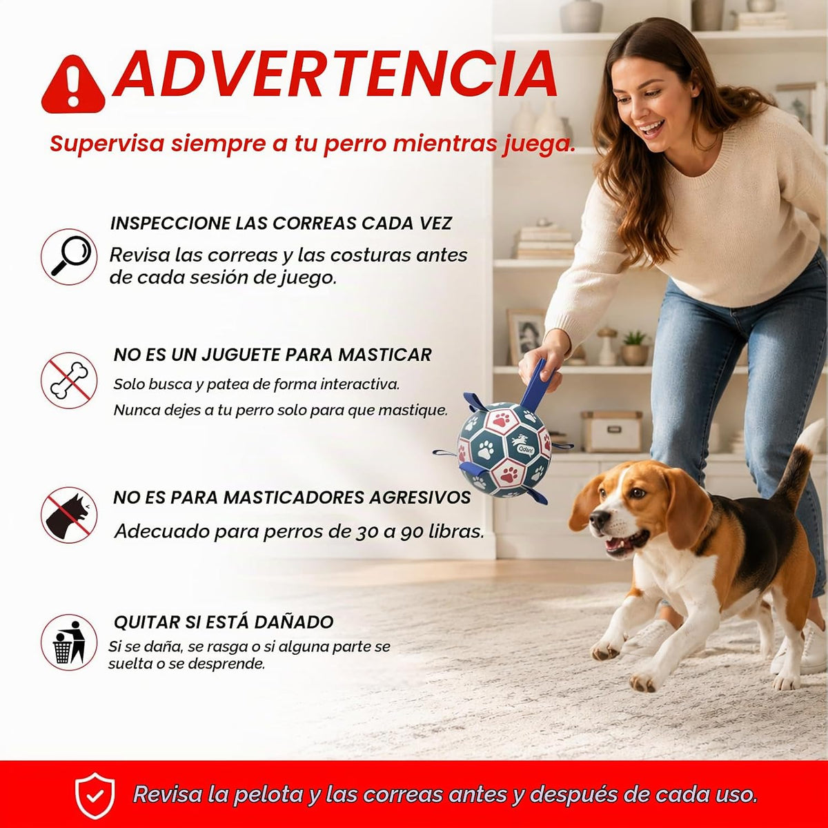 QDAN Juguetes grandes para perros, bolas duraderas de 8 pulgadas pa...