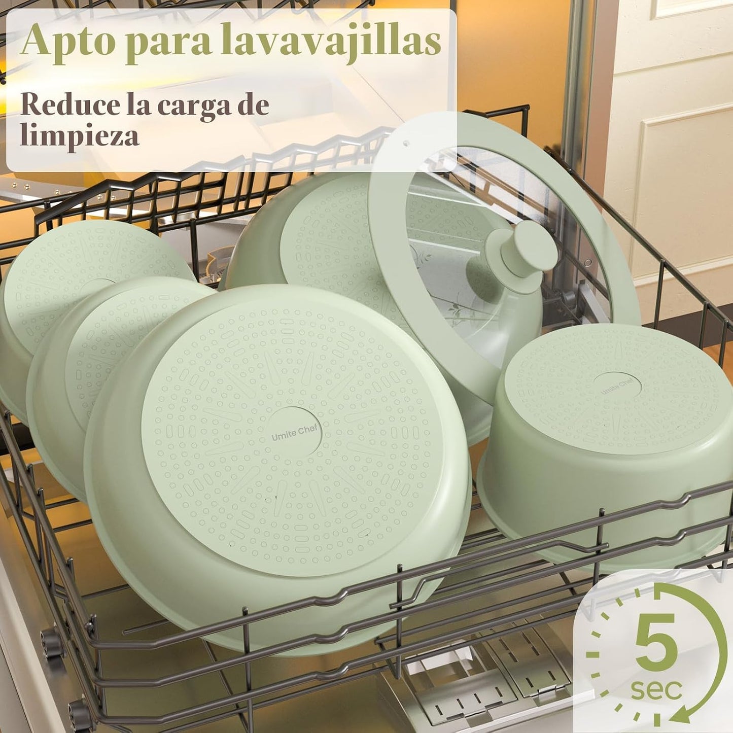 Umite Chef Juego de ollas y sartenes antiadherentes, 21 piezas de u...