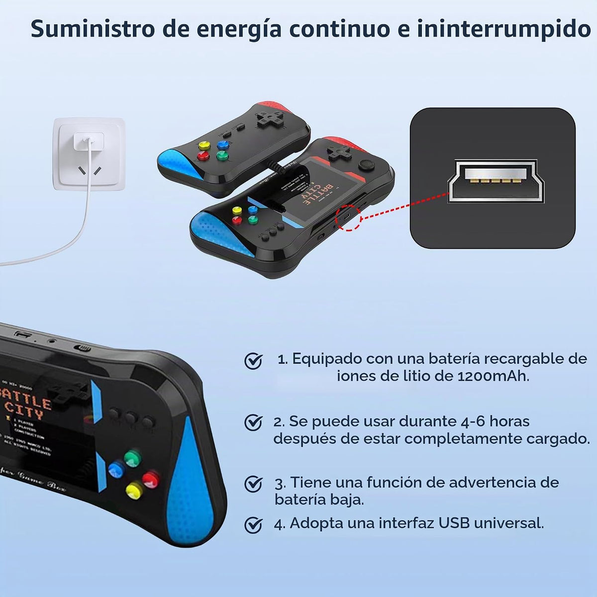 Juego de mano para niños, 500 videojuegos retro precargados, reprod...