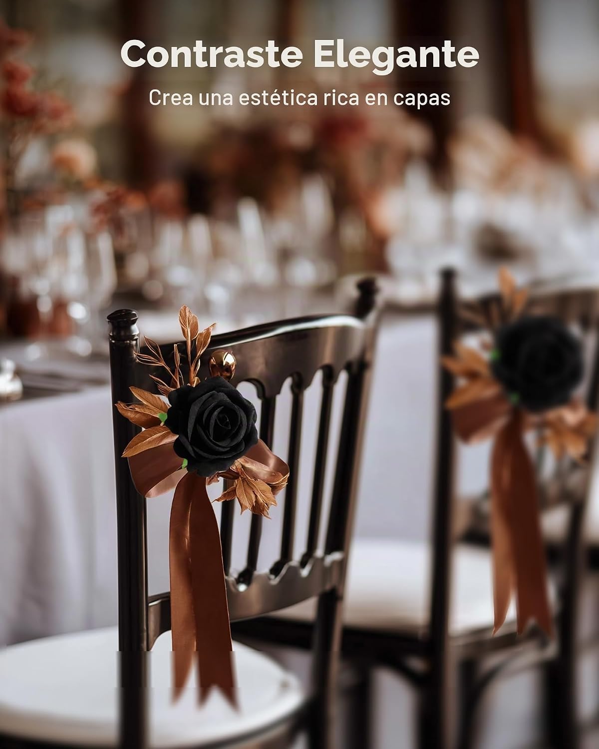 InnoGear 50 unidades de rosas negras artificiales, rosas de terciop...