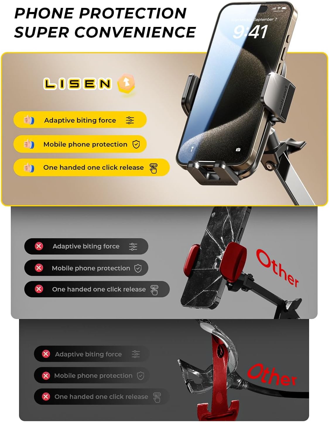 LISEN - Soporte para teléfono celular para escritorio de cama, sopo...