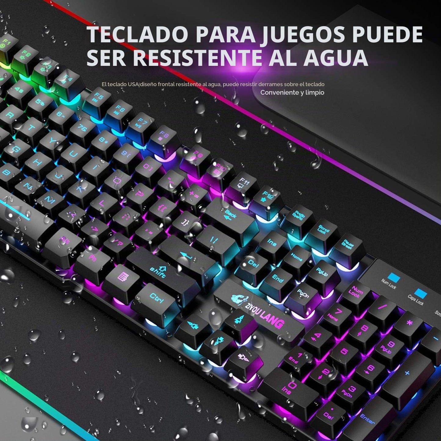 Combo de teclado y mouse inalámbricos para juegos con alfombrilla d...